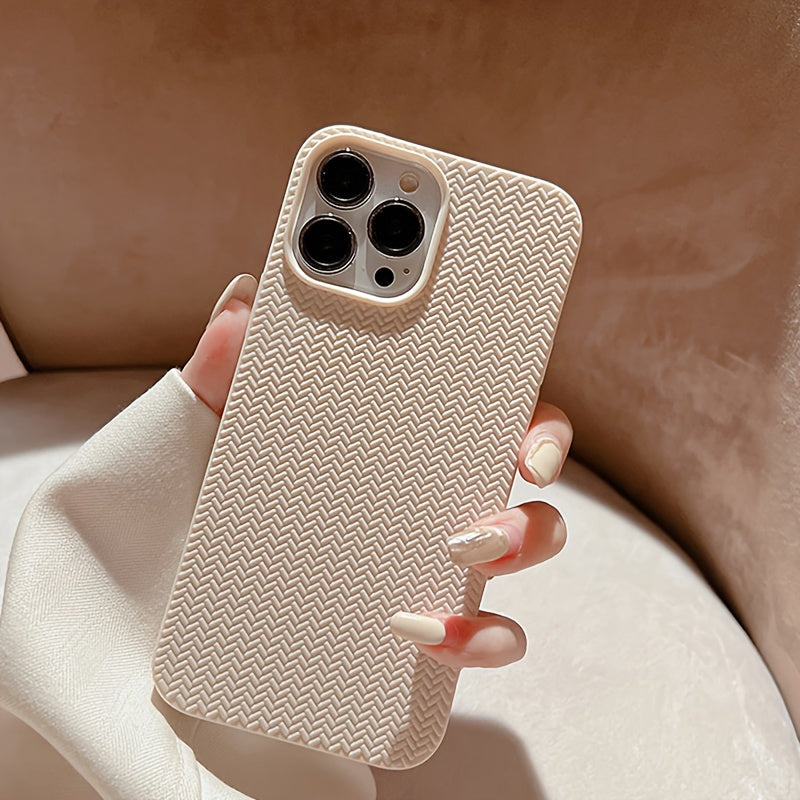 Apple iPhone Case - Luxurious Woven Design Protective Shell Accessory for 11, 12, 13, 14, 15, 16 Pro Max, 15 Plus, and 16 Plus