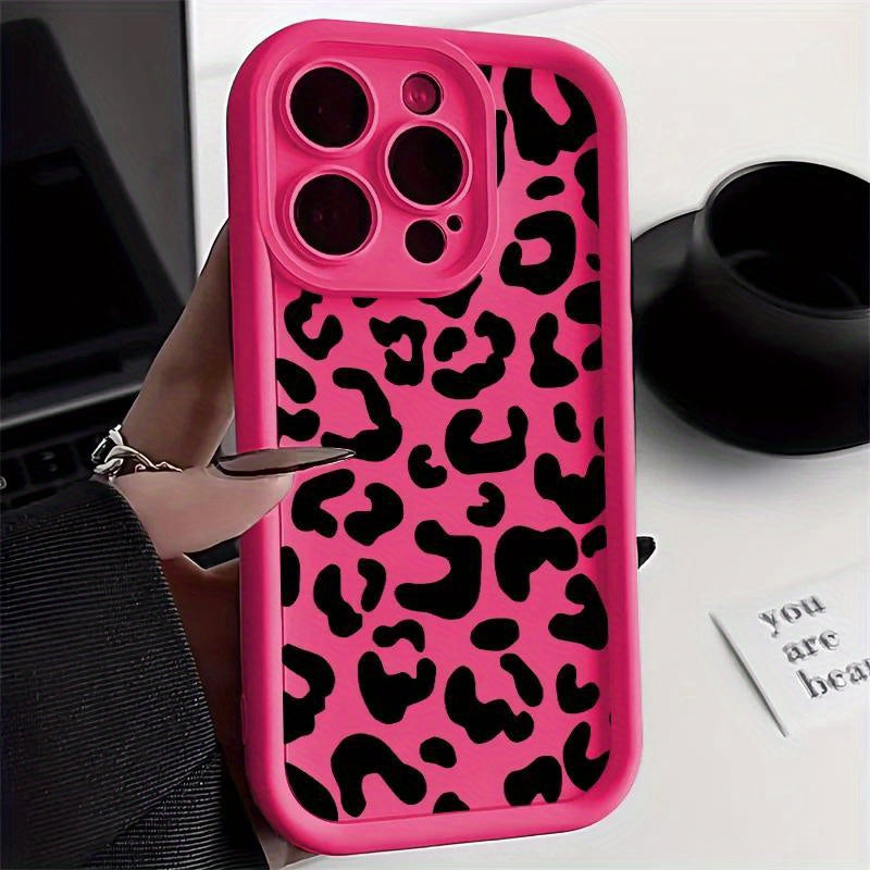 Trendy Black Leopard Print Full-Body TPU Phone Case for iPhone 16, 15, 14, 13, 12, 11 Pro Max, 8, 7 Plus, SE2, SE3