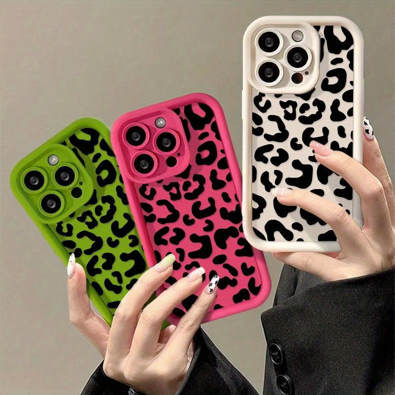 Trendy Black Leopard Print Full-Body TPU Phone Case for iPhone 16, 15, 14, 13, 12, 11 Pro Max, 8, 7 Plus, SE2, SE3