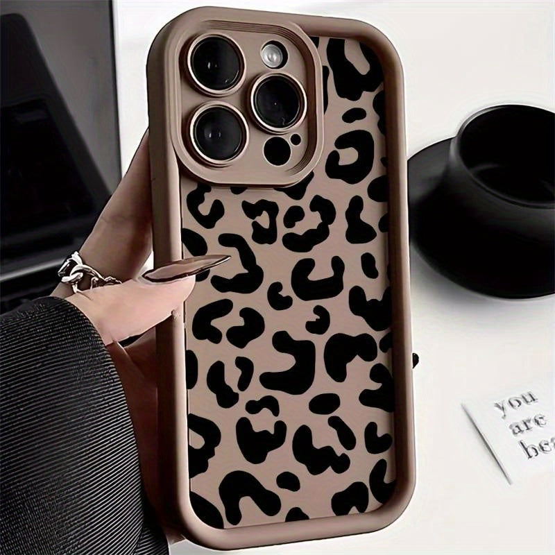 Trendy Black Leopard Print Full-Body TPU Phone Case for iPhone 16, 15, 14, 13, 12, 11 Pro Max, 8, 7 Plus, SE2, SE3