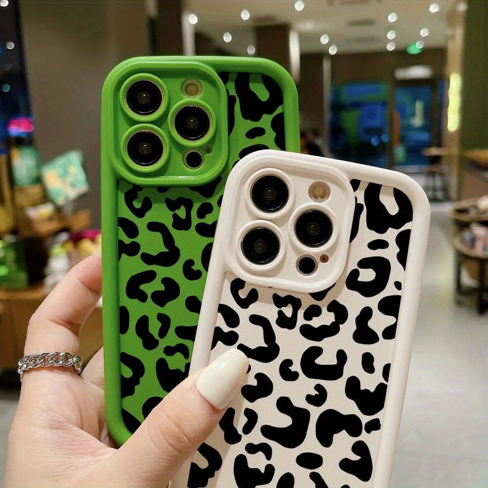 Trendy Black Leopard Print Full-Body TPU Phone Case for iPhone 16, 15, 14, 13, 12, 11 Pro Max, 8, 7 Plus, SE2, SE3