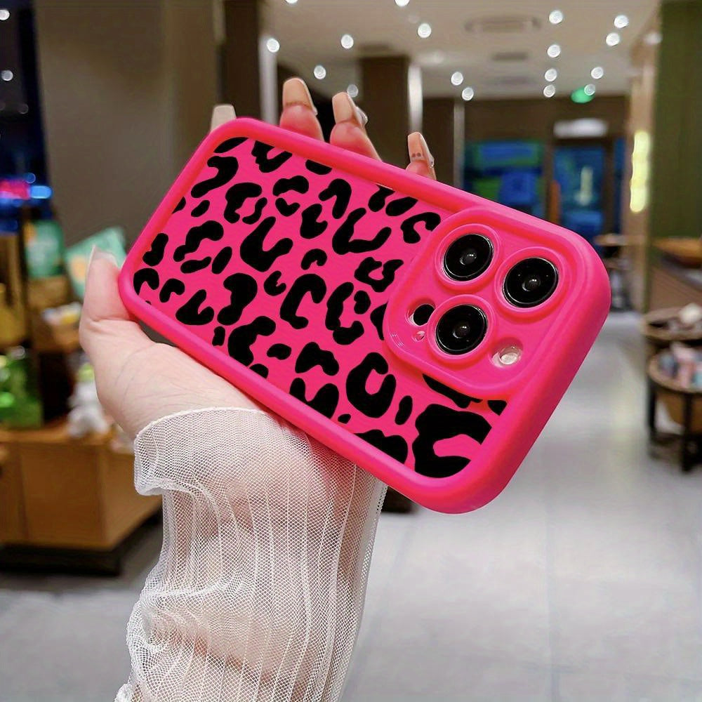 Trendy Black Leopard Print Full-Body TPU Phone Case for iPhone 16, 15, 14, 13, 12, 11 Pro Max, 8, 7 Plus, SE2, SE3