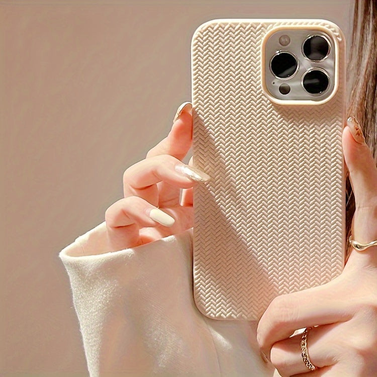 Apple iPhone Case - Luxurious Woven Design Protective Shell Accessory for 11, 12, 13, 14, 15, 16 Pro Max, 15 Plus, and 16 Plus