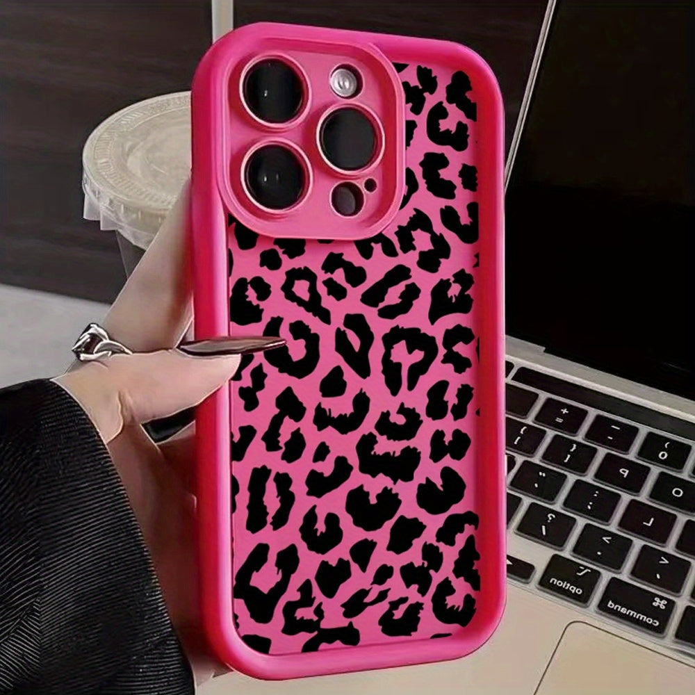 [Black Leopard Print Phone Case] Black Leopard Print Trendy Brand Full Wrap TPU Phone Case Compatible with for iphone 16, 15, 14, 13, 12, 11 Pro Max, X, XR, XS, 8, 7 Plus