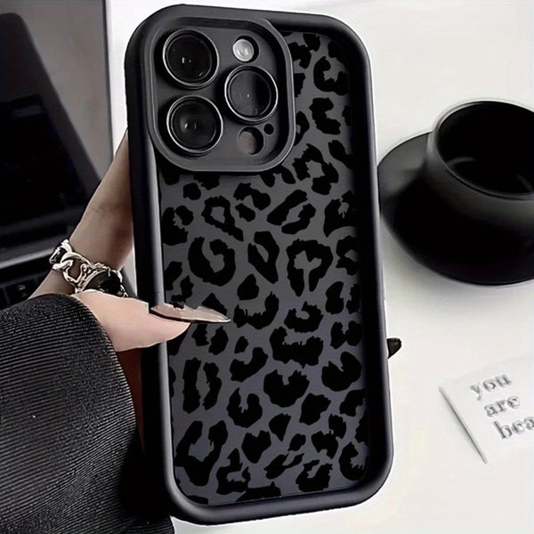 [Black Leopard Print Phone Case] Black Leopard Print Trendy Brand Full Wrap TPU Phone Case Compatible with for iphone 16, 15, 14, 13, 12, 11 Pro Max, X, XR, XS, 8, 7 Plus
