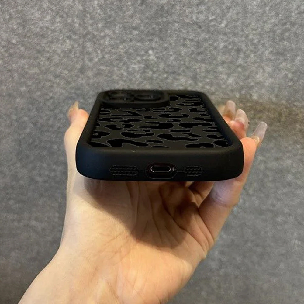 [Black Leopard Print Phone Case] Black Leopard Print Trendy Brand Full Wrap TPU Phone Case Compatible with for iphone 16, 15, 14, 13, 12, 11 Pro Max, X, XR, XS, 8, 7 Plus