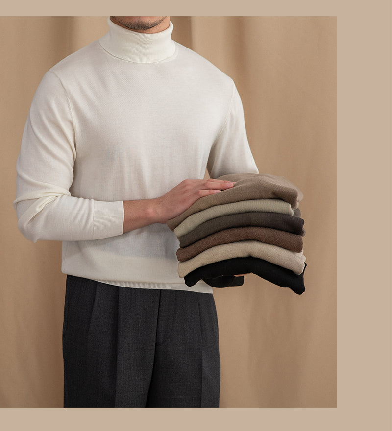 British Commuter Daily Wool Turtleneck Slim-fit Sweater All-matching Warm Bottoming Sweater Trendy Men