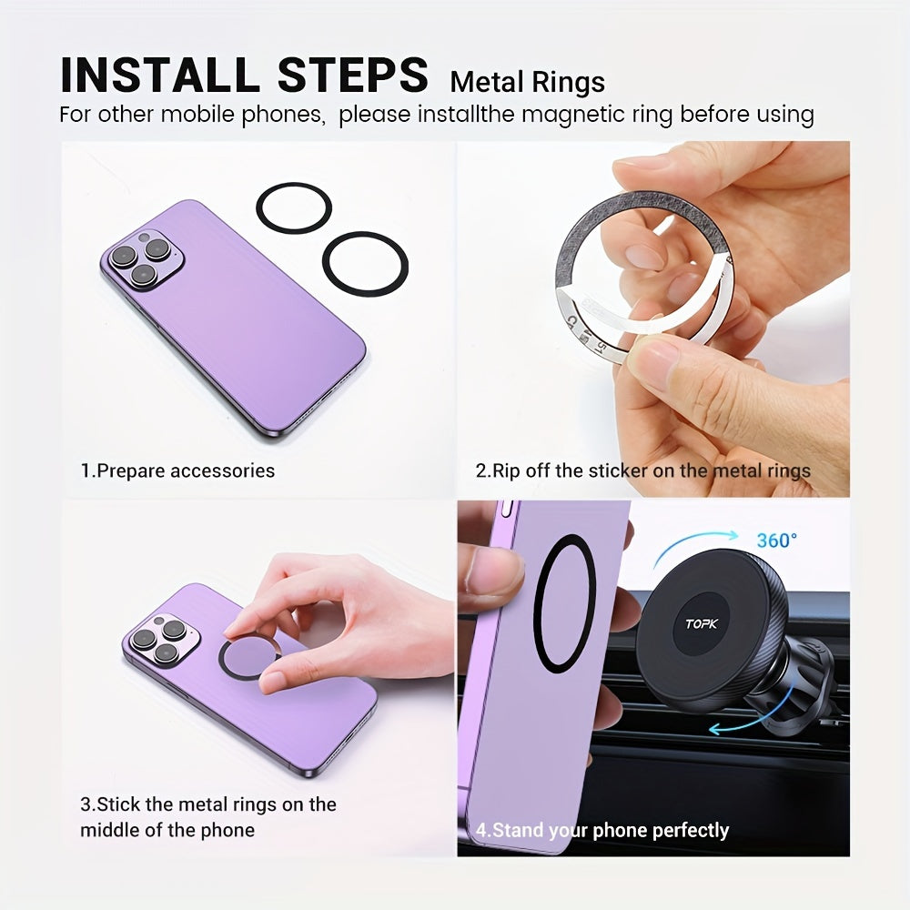 Magnetic Car Phone Holder with Powerful Magnetism - Heavy-Duty ABS Construction, Single-Hand Operation, Compatible with Magsafe, Air Conditioner Outlet