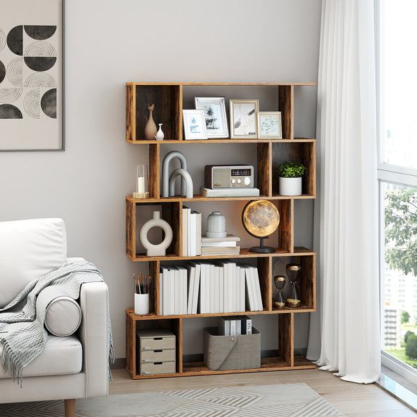 Bookshelf, 5-Tier Bookcase, 24 x 90 x 159 cm, Storage Shelf with Open Compartments, for Living room, Bedroom, Office