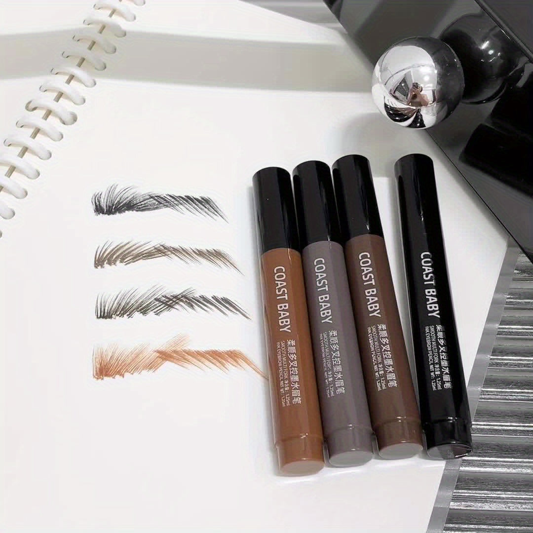 Dual-Action Quick Water Eyebrow Pencil with Multi-Branch Brush Head Design: Defines Each Hairline with a Single Stroke, Precisely Fills in Hairline, Waterproof, Long-Lasting, Smudge-Proof. Three-Dimensional Hair Flow Technolo