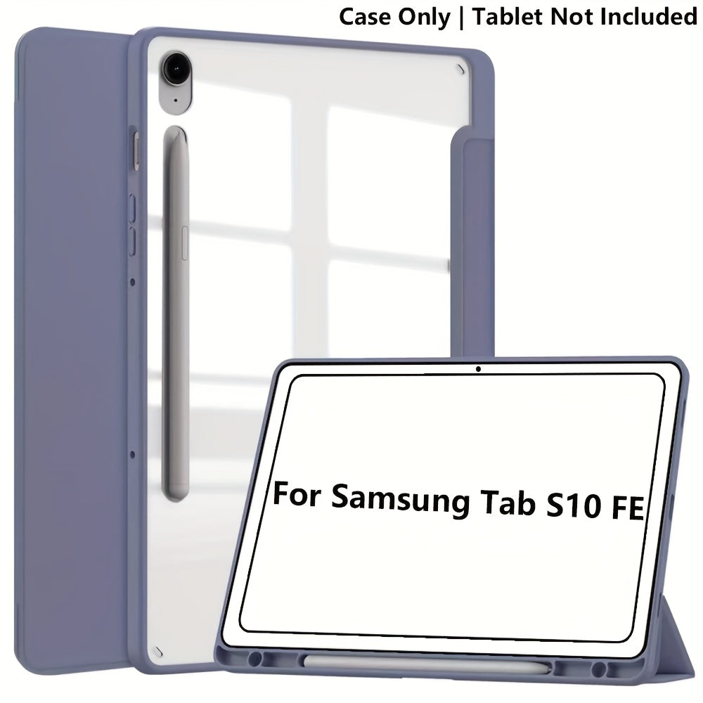 For Samsung for galaxy Tab S10 FE/S9 FE/S9 Case, Featuring a Clear Back Cover, Automatic Sleep/Wake Functionality, [Slim Protective Design] [Stand Capability] [Scratch