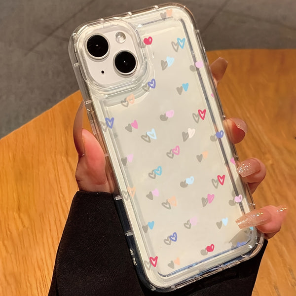 [For iPhone Air Cushion Case] A Colorful Little Love Cute Pattern Air Cushion Phone Case For IPhone15 14 13 12 11 XS XR X 7 8Mini Plus ProMax