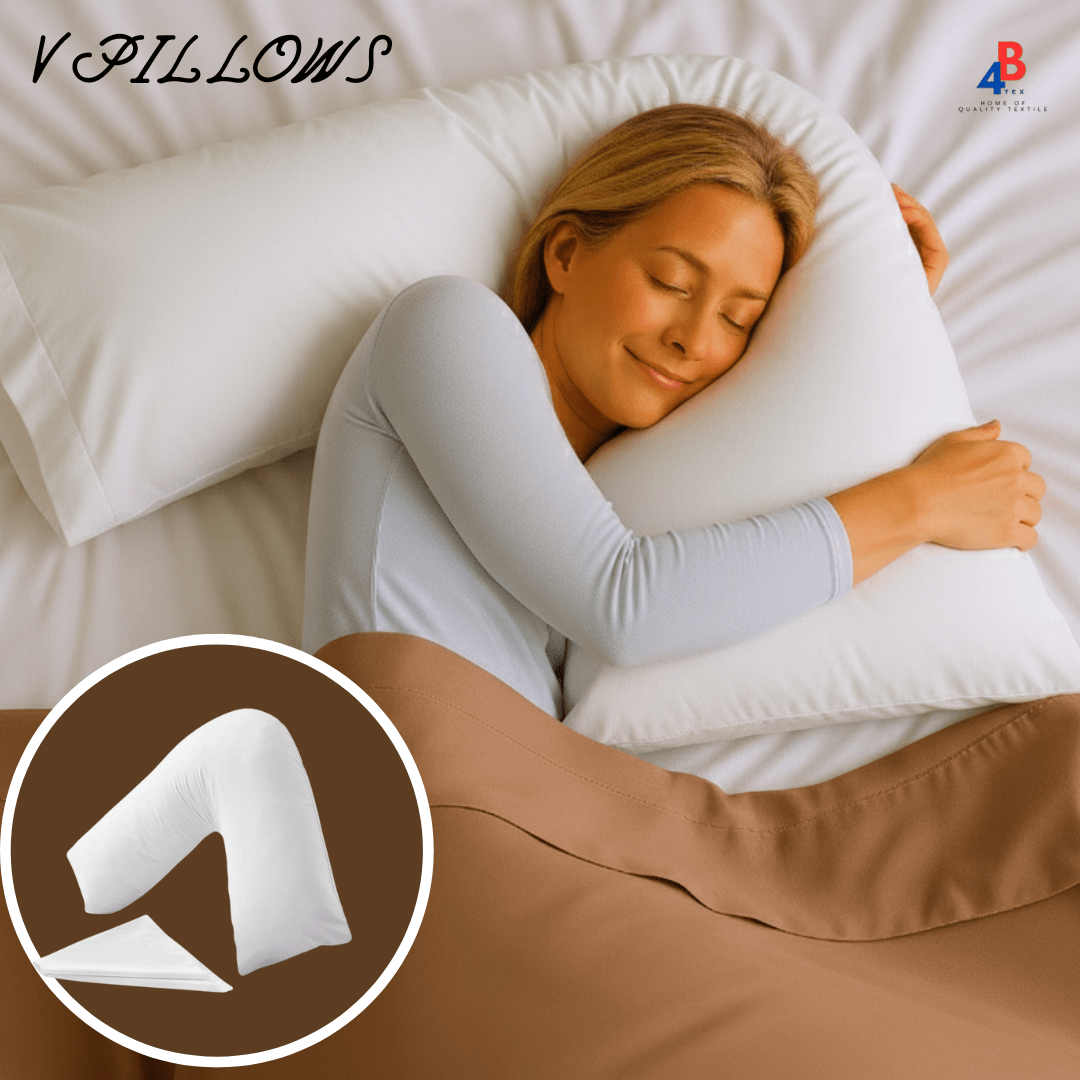 4B V-Shape Pillow - V-Shaped Support Pillow with Pillowcase – Soft & Durable Cushion for Neck, Back, Maternity & Post-Surgery Comfort