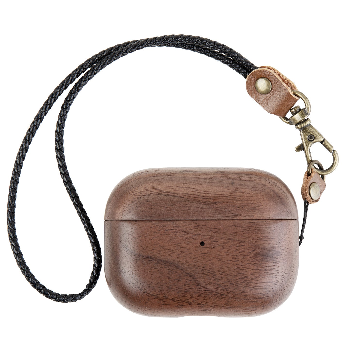 Genuine Real Wood AirPods Pro Rugged Earphone Case: Wooden Wireless Charging Lanyard for Keys