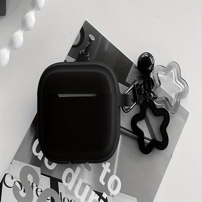 Star Keychain AirPods Case – Shockproof Protective Cover for AirPods Pro 1/2/3 with Snap Closure, Black