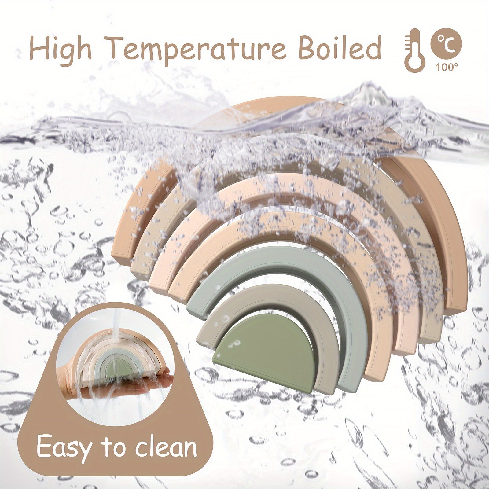 Rainbow Stacker Shape Puzzle , 7-Pack Rainbow Nesting Puzzle , Educational Sensory Toy , Kids And Toddler Stacking Toy , Building Blocks Baby , Nontoxic Material , Early Learners