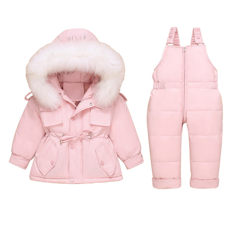 Children Down Coat Jacket + Rompers: Kids Toddler Girl Boy Clothes 2Pcs Down Winter Outfit Suit. Warm Baby Rompers Clothing Sets