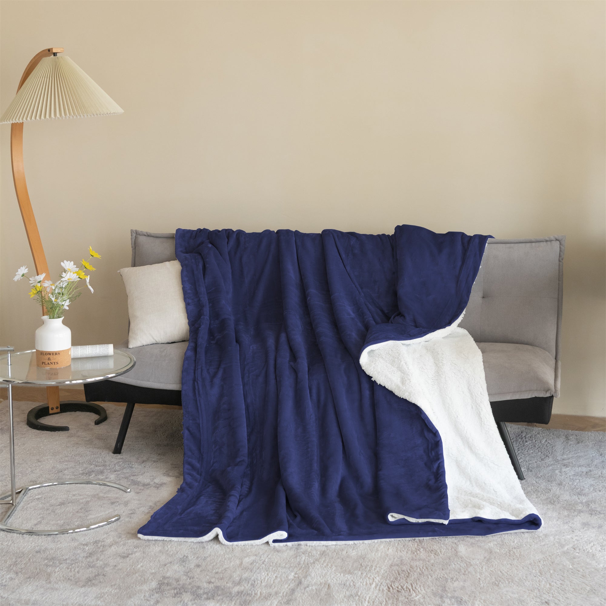 Good Nite Bedroom Decor ! Bed Throw Blanket 130x150cm, Sherpa Flannel Blankets, Fleece Fluffy, Lightweight Microfiber, Solid for Sofa & Furniture