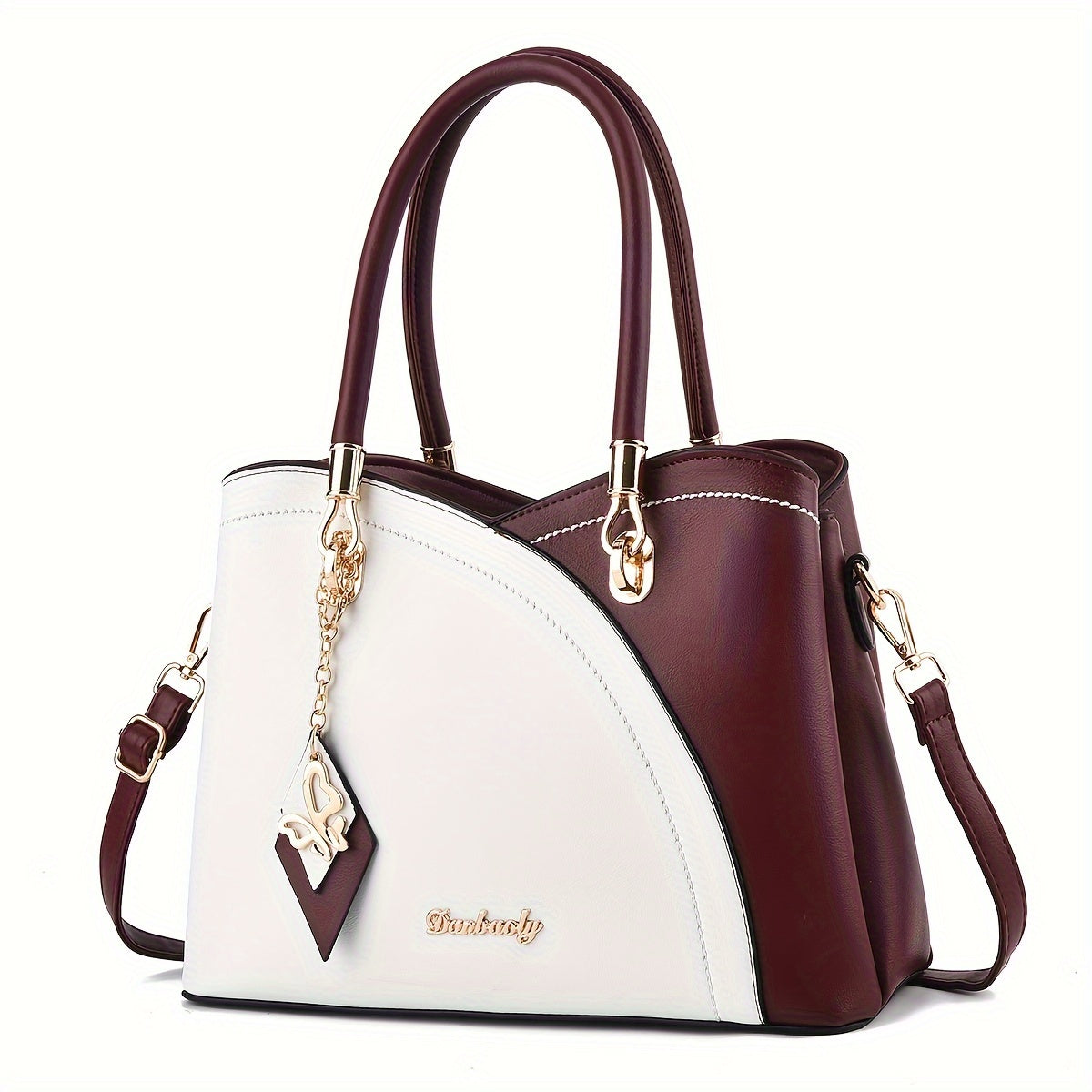 Elegant Women’s Two-Tone PU Handbag – Large-Capacity Fashion Satchel with Shoulder Strap