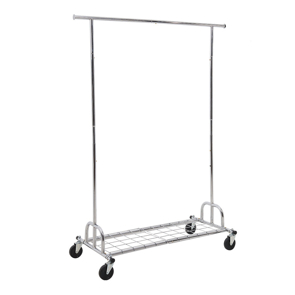 Mobile Metal Clothes Rail, Heavy Duty Clothing Rack with Extendable Rail, Single Rod Clothes Rail on Wheels, 167-180 cm Height Adjustable Clothes Rack, 130-190cm Adjustable Length Hanging Bar, Carbon Steel Construction, Durab