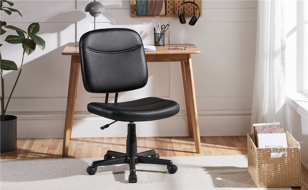 Costoffs Armless Office Chair Swivel Task Chair Mid Back Desk Chair Rolling Computer Chair without Arms for Office Study Meeting Room