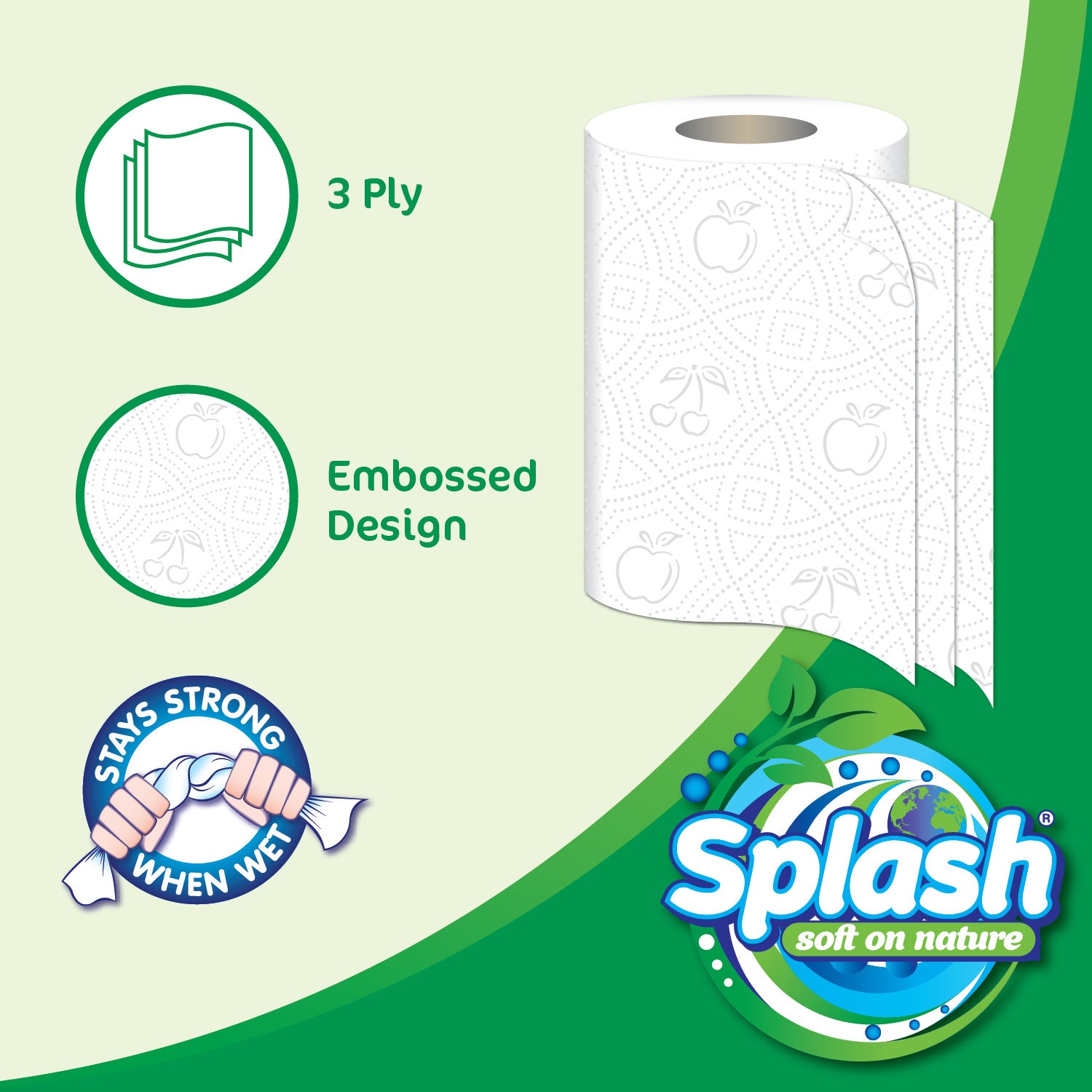 Splash Multipurpose Kitchen Paper Towels – 6, 12 or 24 Jumbo Rolls, 3PLY Thick and Highly Absorbent