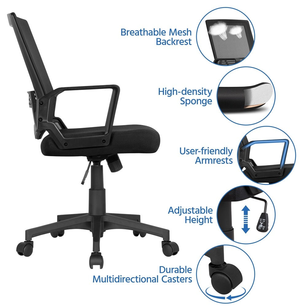 Costoffs Ergonomic Mesh Office Chair with Adjustable Height and 360 Degree Rolling Casters, Lumbar Support for Extra Comfort