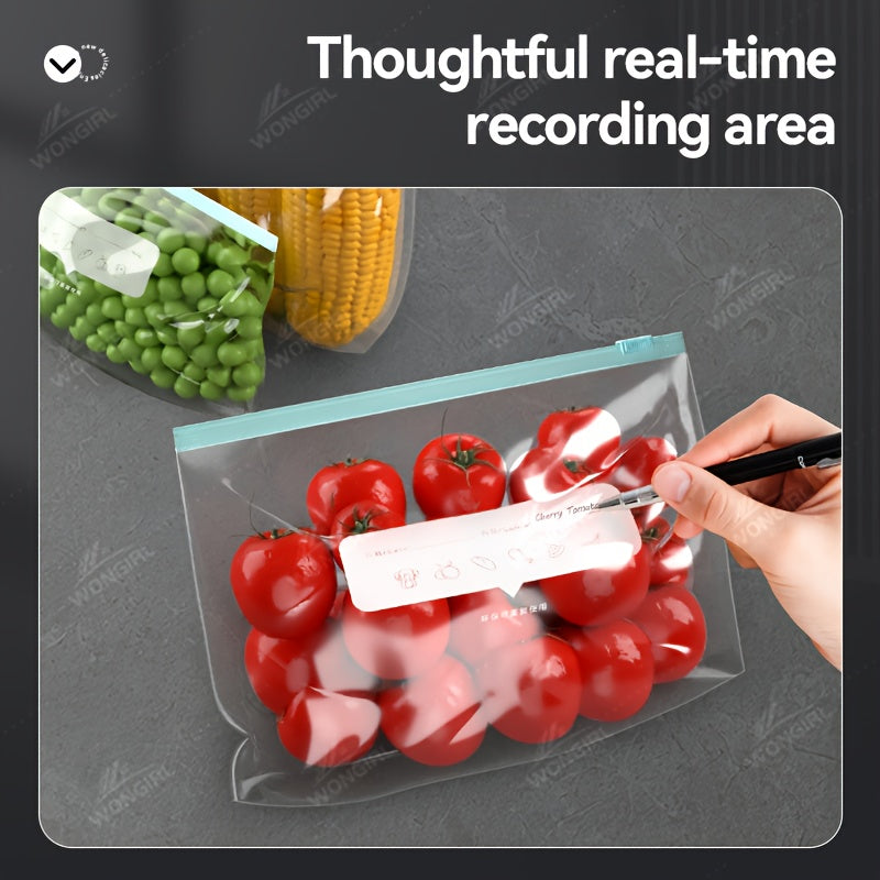 60pcs Reusable Food Storage Bags - 3 Sizes Available, Zipper Sealed & Leak-Proof, Suitable for Fruits, Vegetables, Meat & Grains, Essential for Kitchen Organization