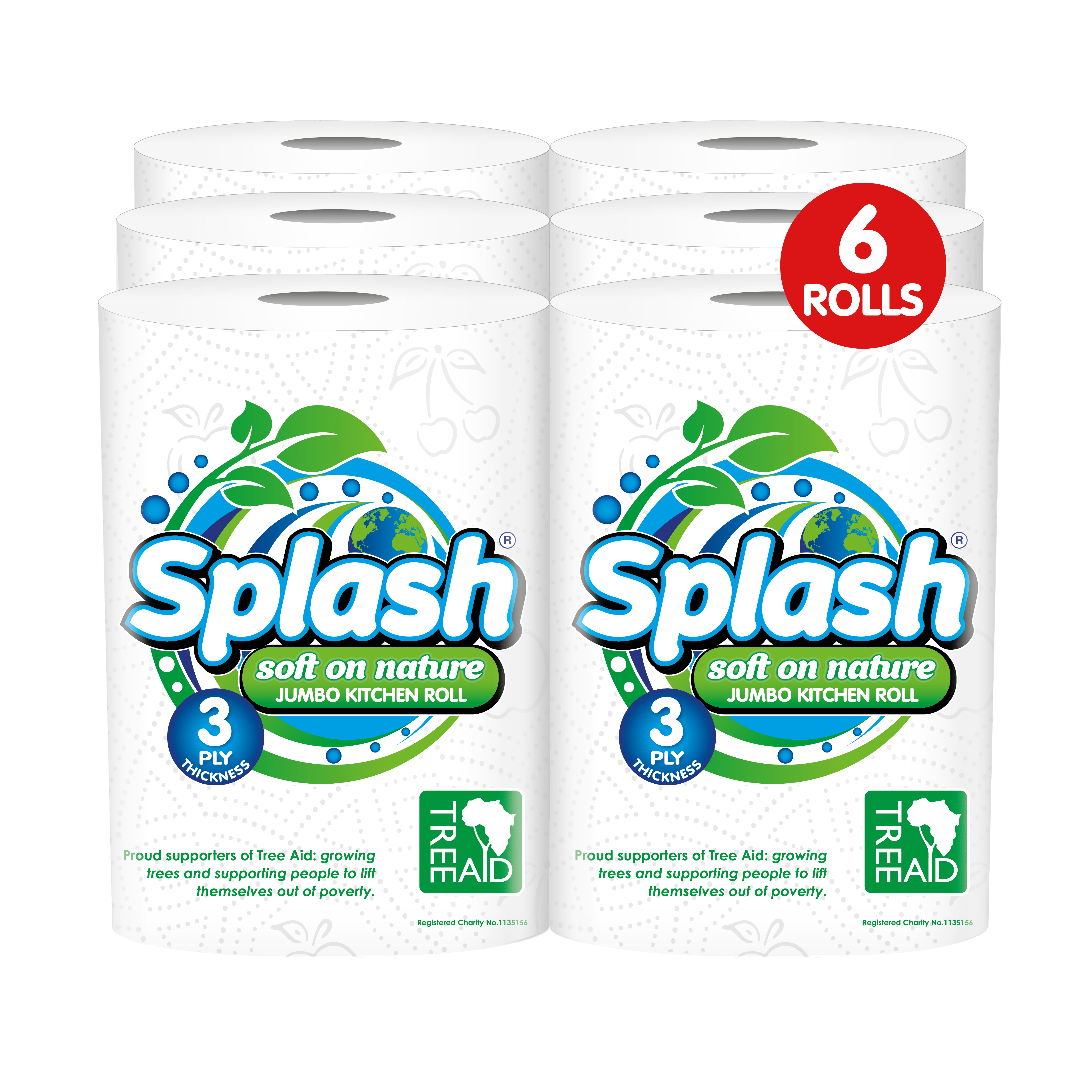 Splash Multipurpose Kitchen Paper Towels – 6, 12 or 24 Jumbo Rolls, 3PLY Thick and Highly Absorbent