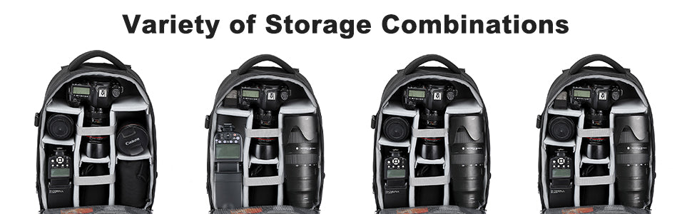 Waterproof Camera Backpack - DSLR/SLR Photography Bag with Tripod Holder & Removable Padded Insert for Canon/Nikon/Fuji/Sony