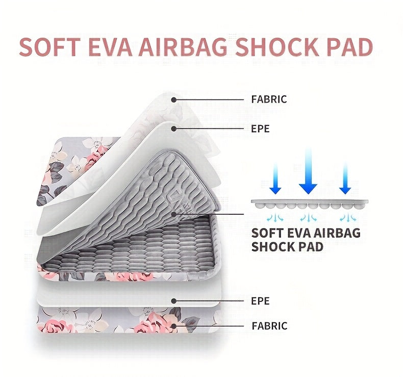 Canvas Artisan Floral Laptop Sleeve Case - Shockproof, Hand-Held Briefcase with Zipper Closure for MacBook, Acer, and More - Stylish Gray with Pink & Black Floral Design, Lightweight & Durable for Daily Commute, Vacation, or