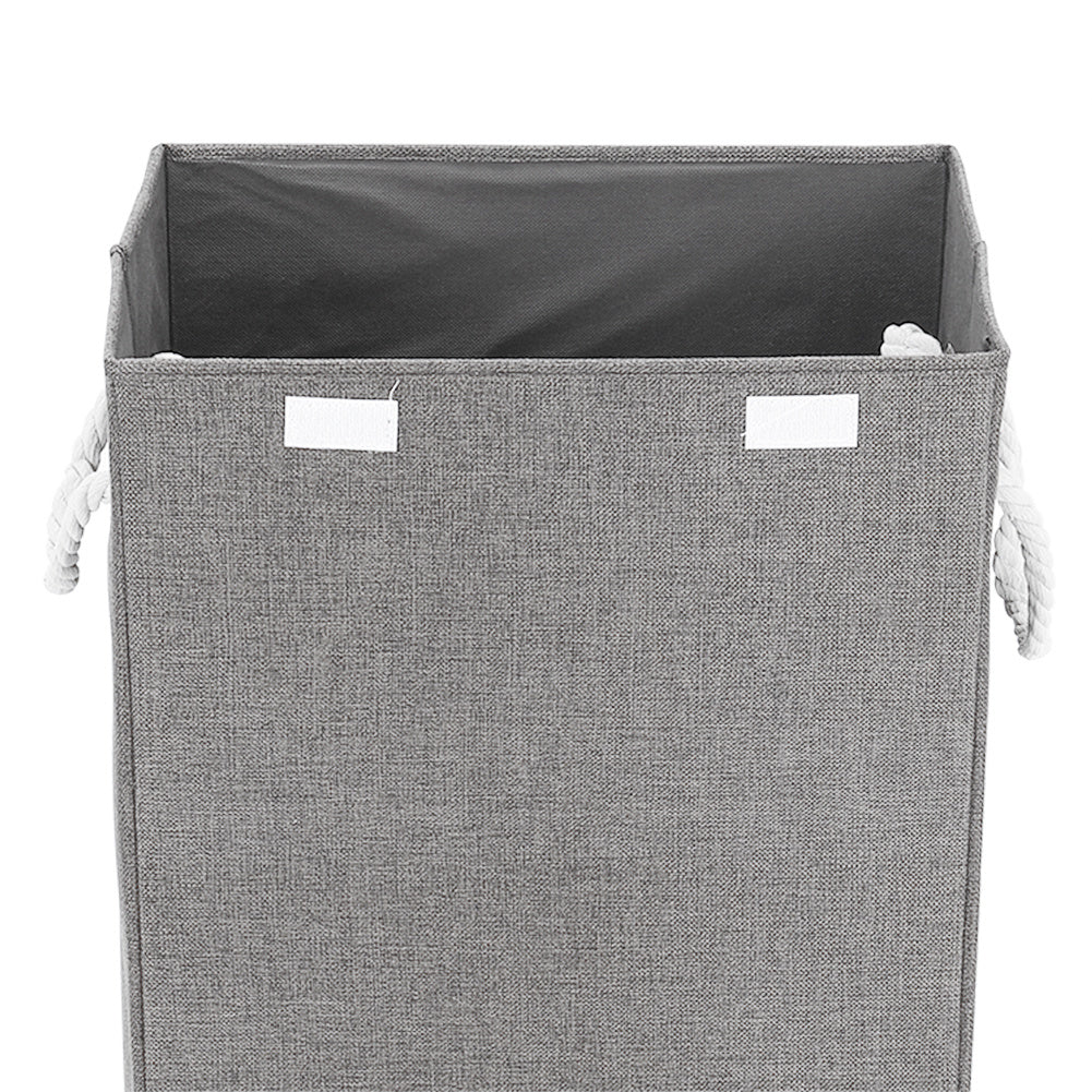 Large Lidded Storage Basket with Handles Fabric Hamper Organizer for Home Laundry Grey Contemporary Linen Design
