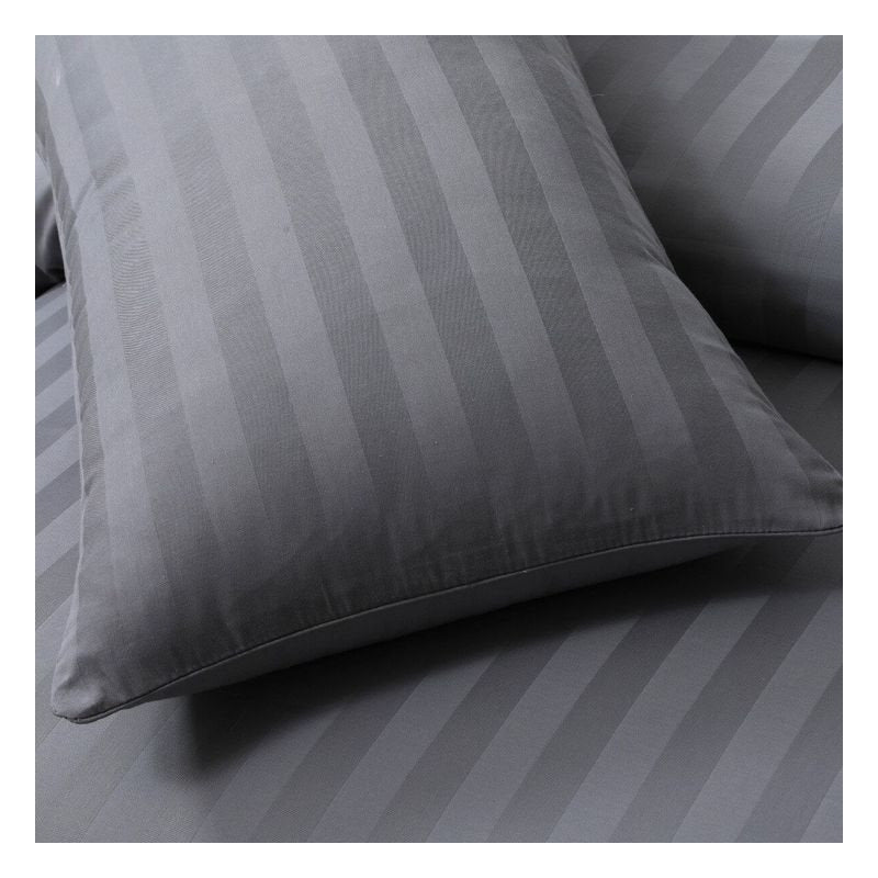 2-Pack Luxury Striped Filled Pillows – Extra Deep Bounce Back Bed Pillows for Back, Side & Stomach Sleepers – Soft, Breathable & Supportive – White or Grey – UK Standard Size