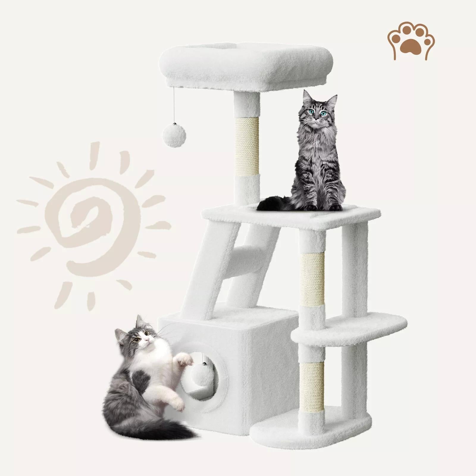 Dogat 107cm High - Quality Multilevel Cat Tree Tower with Scratching Posts - The Perfect Indoor Climbing House Condo for Your Feline Friend