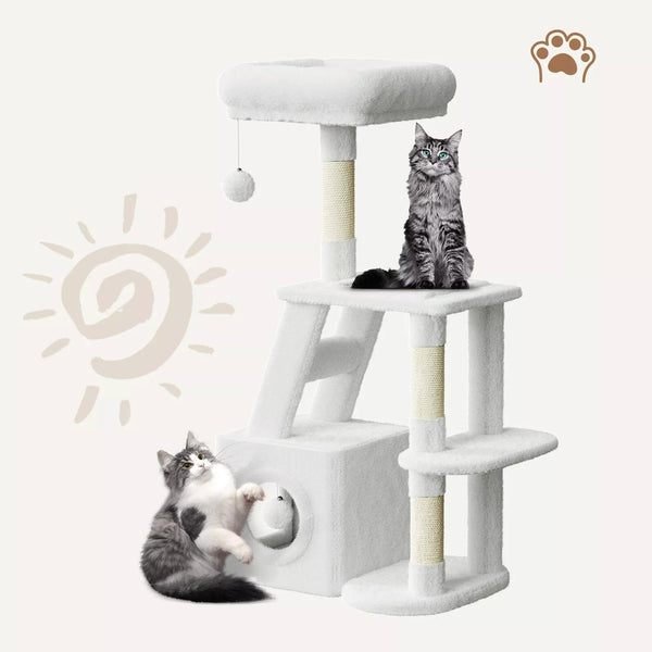 Dogat 107cm High - Quality Multilevel Cat Tree Tower with Scratching Posts - The Perfect Indoor Climbing House Condo for Your Feline Friend