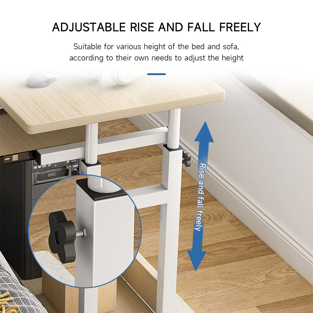 1Pack Adjustable Laptop Desk - Height-Adjustable Mobile Workstation for Sofa/Bedside, Multi-Scene Table for Living Room & Bedroom, Wood Tone 23.62x17.72x27.17-33.46inch