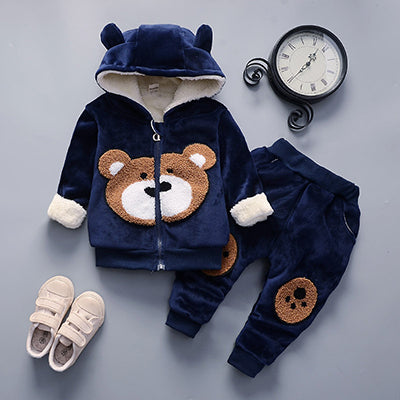 Warm Baby Girl Clothing Set: Winter Thick Plush Cotton Clothing Sets. Baby Girl Hoodie and Pants Children Suit, Kids Clothes