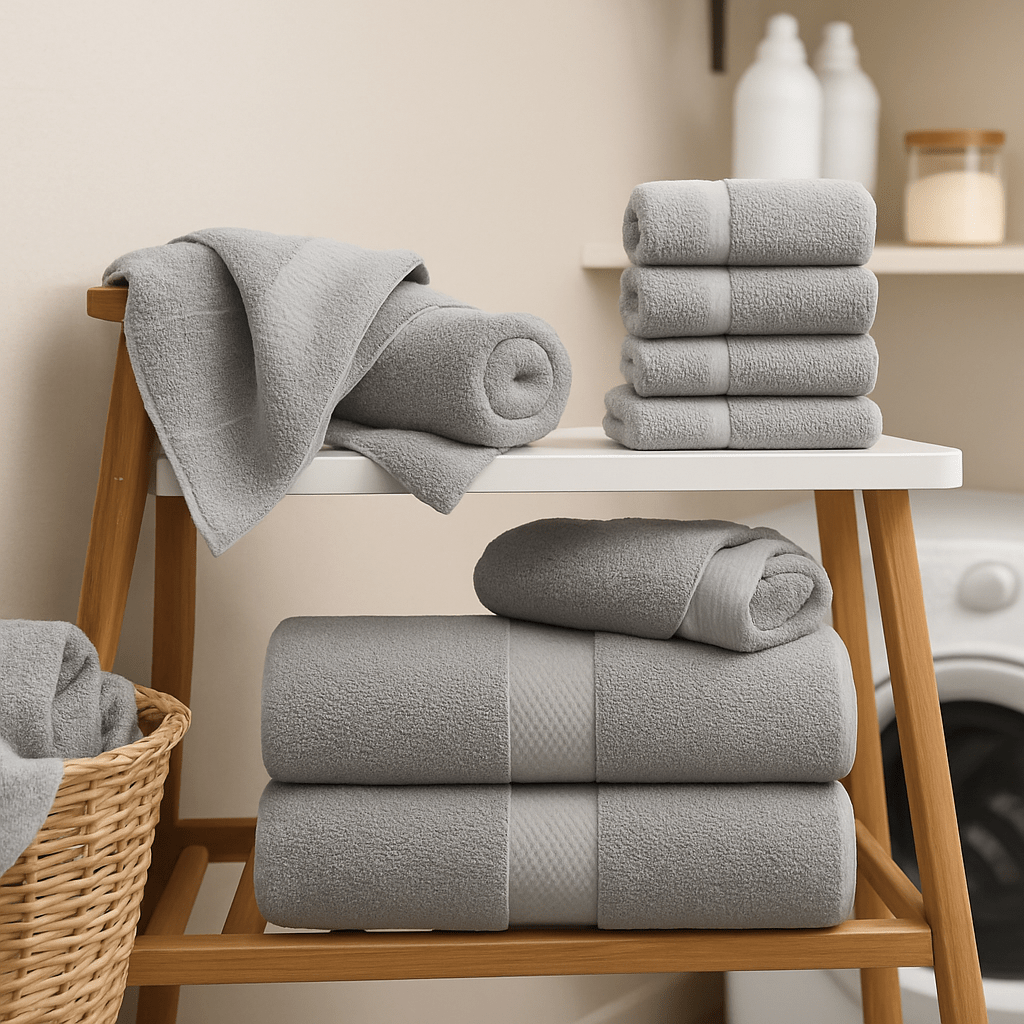 8Pack Towel Set Includes 4 Face Towels, 2 Hand Towels, and 2 Bath Towels 100% Cotton Super Soft Highly Absorbent & Durable Ideal for Bathroom Hotel Spa Gym Beach or Home Use Grey & Black