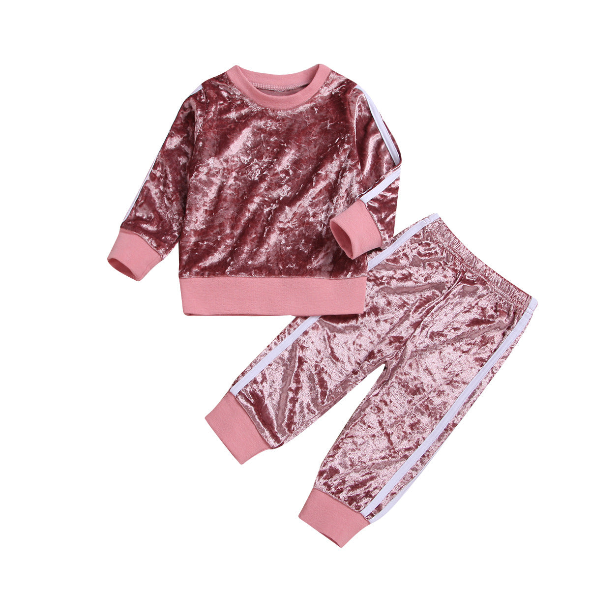 New Baby Girls Solid Chic Toddler Kids Tracksuit: Boys Velvet Tops, Sweater Pants Trousers Outfits. Autumn Clothes Set for 1-6 Years