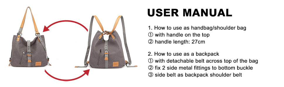 Women's Convertible 3-in-1 Backpack - Anti-Theft Canvas Shoulder Bag & Crossbody Rucksack for Travel, College & Daypack