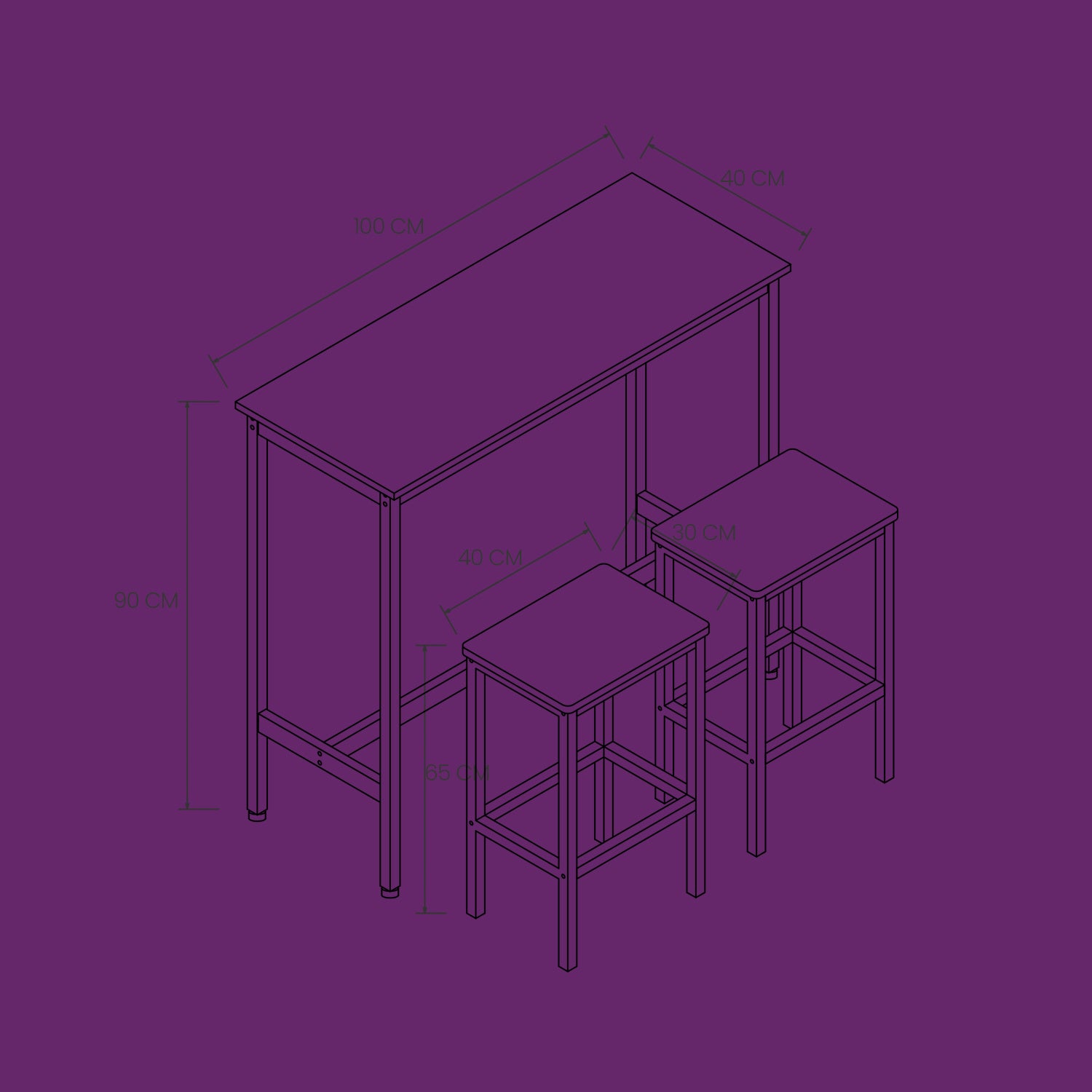 Bar Table and Chairs Set – 3-Piece Dining Table Set with 2 Stools, Space-Saving Bar Kitchen Table for Breakfast, Dining Room, or Apartment