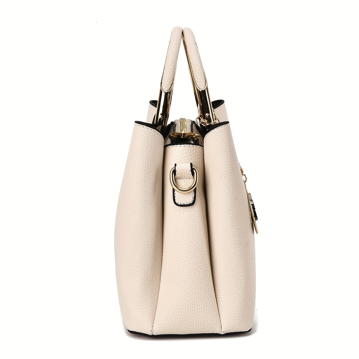 Women's  Handbag with -Tone Hardware & Detachable Strap - Elegant Beige/Coffee Brown/Tan/ Green/Pink/Black Crossbody Purse, -Tone Circle Logo Closure, Versatile Handheld or Shoulder for, Wedding, Everyday