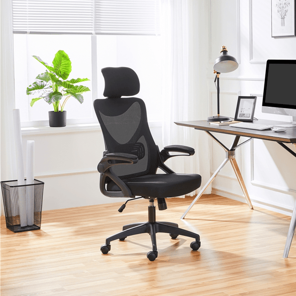 Costoffs Office Chair with Flip-up Armrest, Comfy Desk Chair with Adjustable Padded Headrest, Gaming Chair, Big and Tall Office Chair, Computer Chair with Customized Lumbar Support and Cushioned Seat