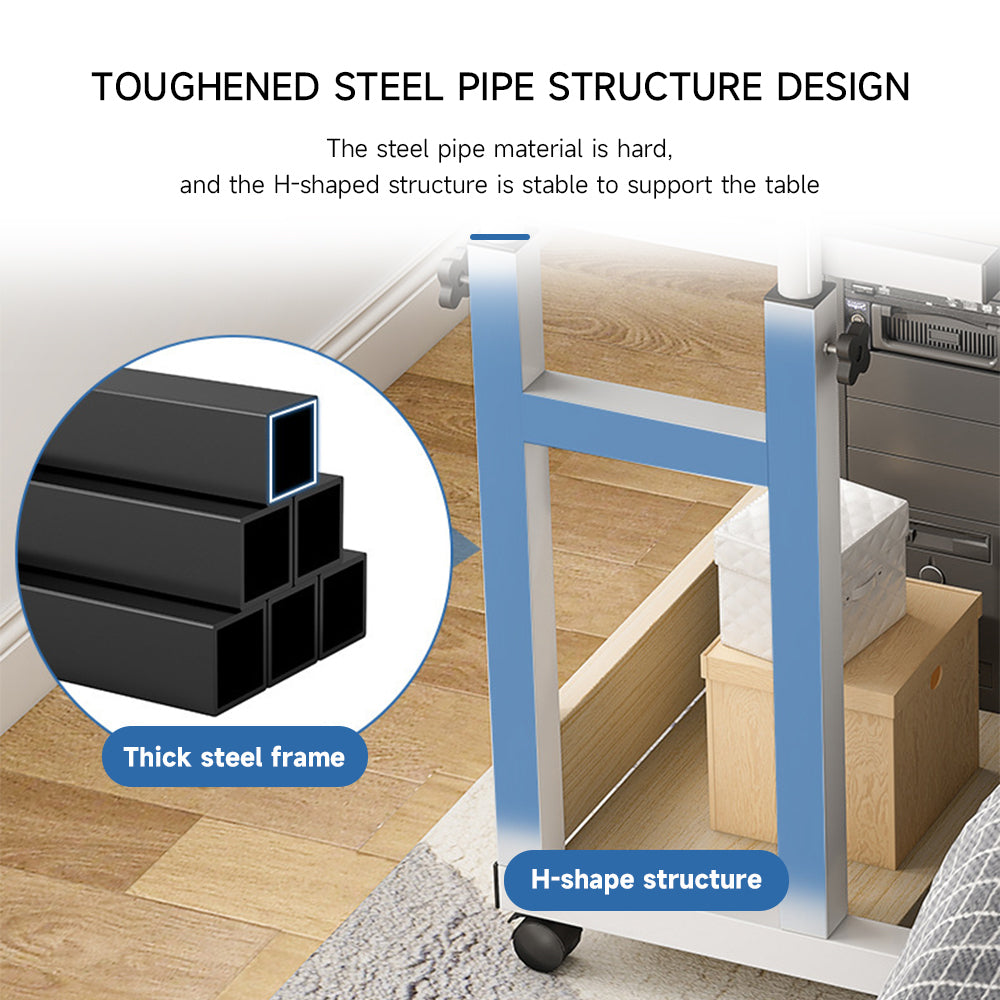1Pack Adjustable Laptop Desk - Height-Adjustable Mobile Workstation for Sofa/Bedside, Multi-Scene Table for Living Room & Bedroom, Wood Tone 23.62x17.72x27.17-33.46inch
