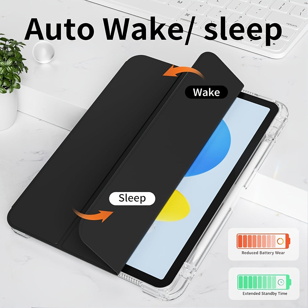 for iPad (A16) 27.94cm 2025 Smart Case with Pencil Holder - Auto Sleep/Wake, Lightweight Acrylic Hybrid Shell, Non-Slip, Scratch , with Inner Pocket and Stylish Design for Latest for iPad Models, Durable for iPad