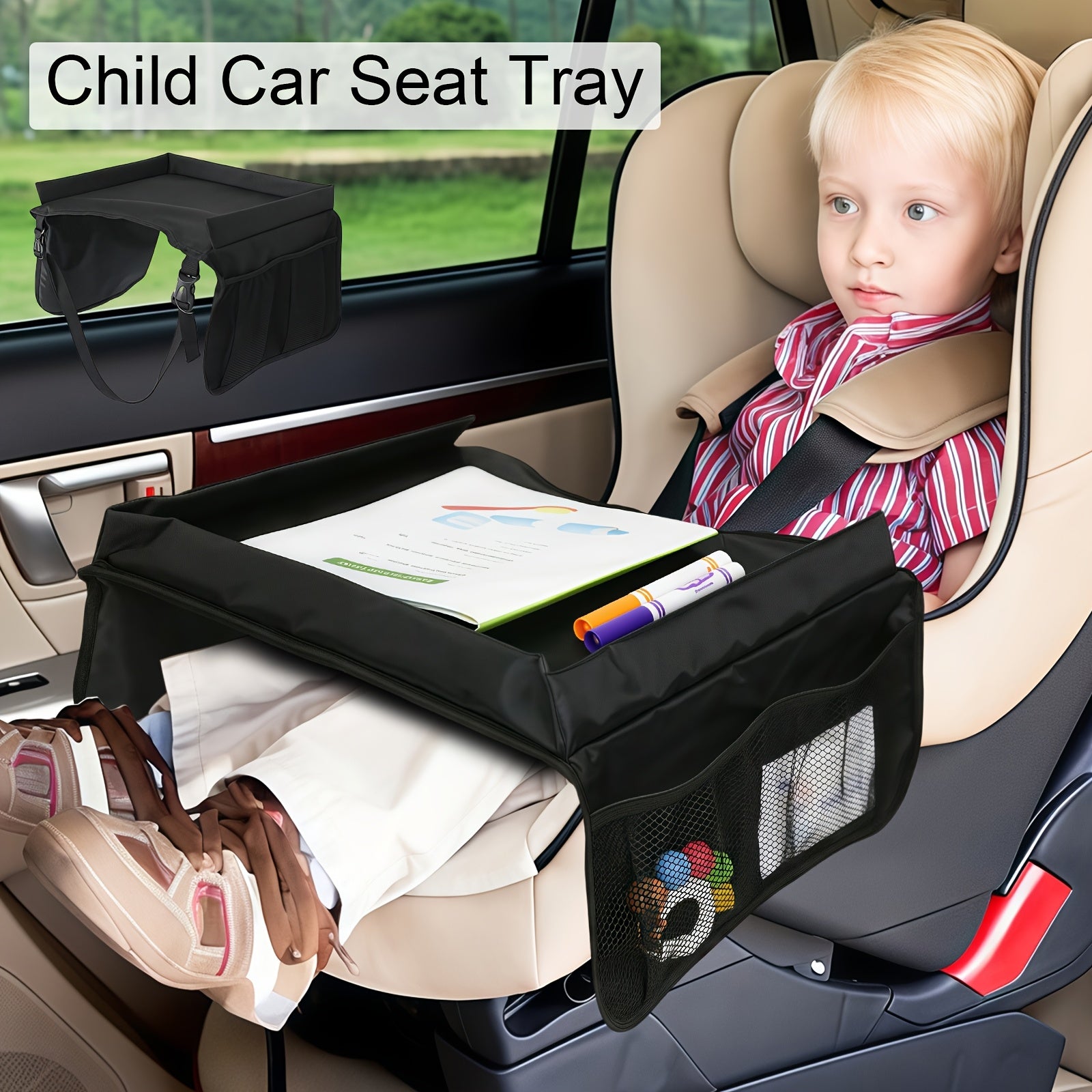 Multifunctional Storage Car Tray, Expandable, Wall Mount, Polyester Material - Suitable for Airplane, Car and Home Outing U