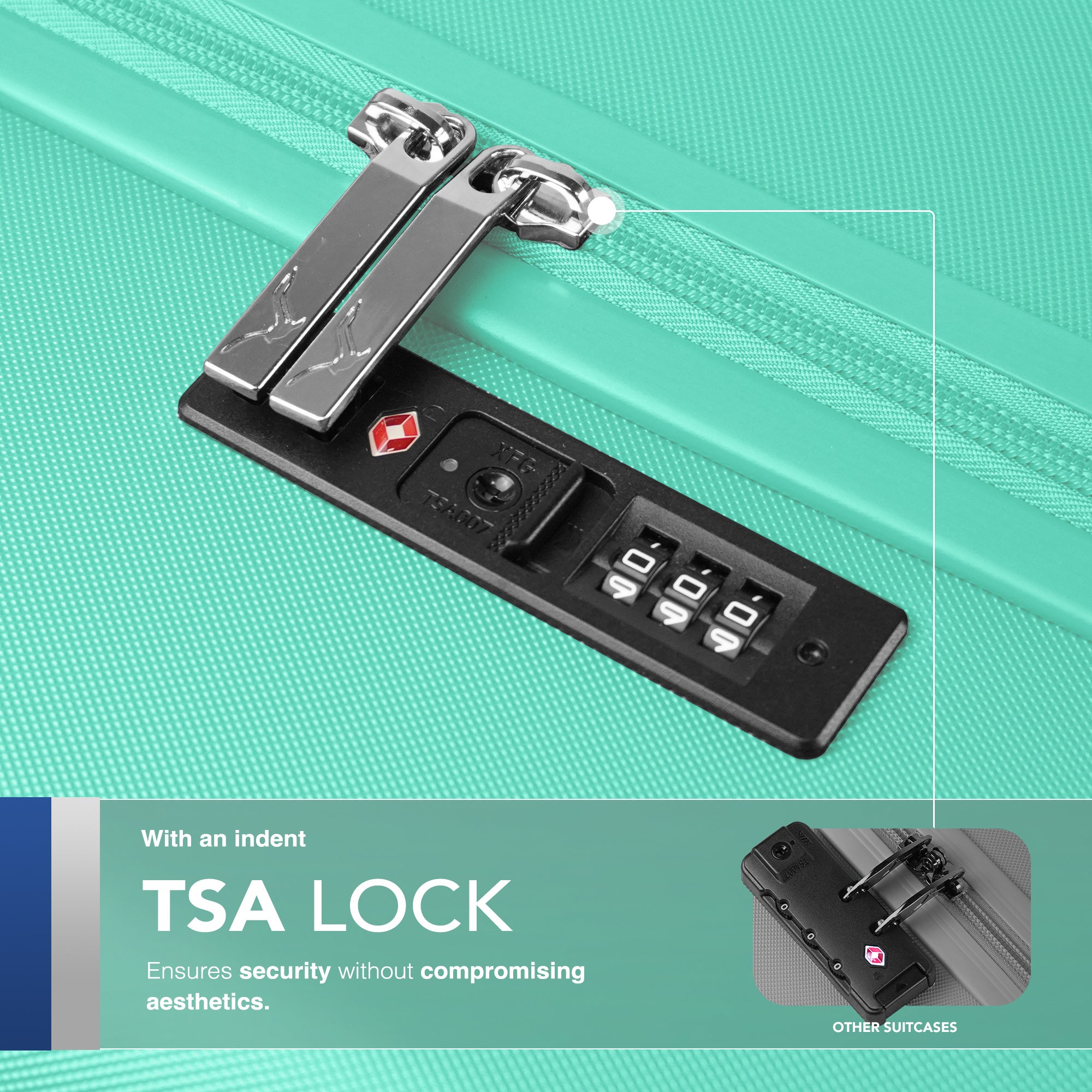 LUGG 65 x 25 x 44cm Vacay Suitcase ABS Luggage with TSA Indent Lock, Aluminium Trolley Handle, 360° Spinner Wheels, Water-Resistant & Durable Material - Airline Compatible (24inch)