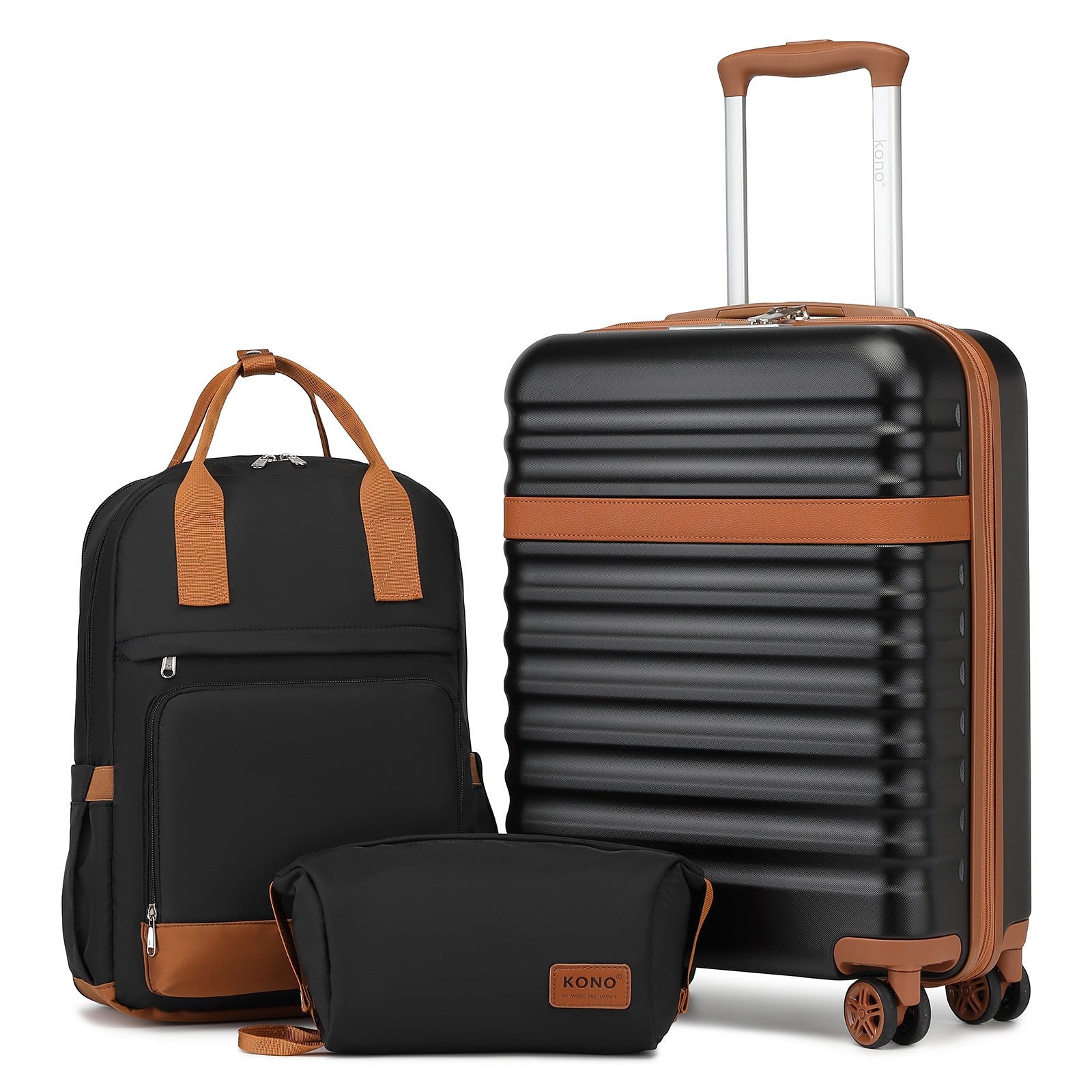 3-Piece Travel Suitcase Set: 20-Inch Stylish Hard Shell ABS+PC Cabin Suitcase, Plus a Multi-Compartment Backpack with a Small Pouch - Ideal for Trendy and Organized Travelers