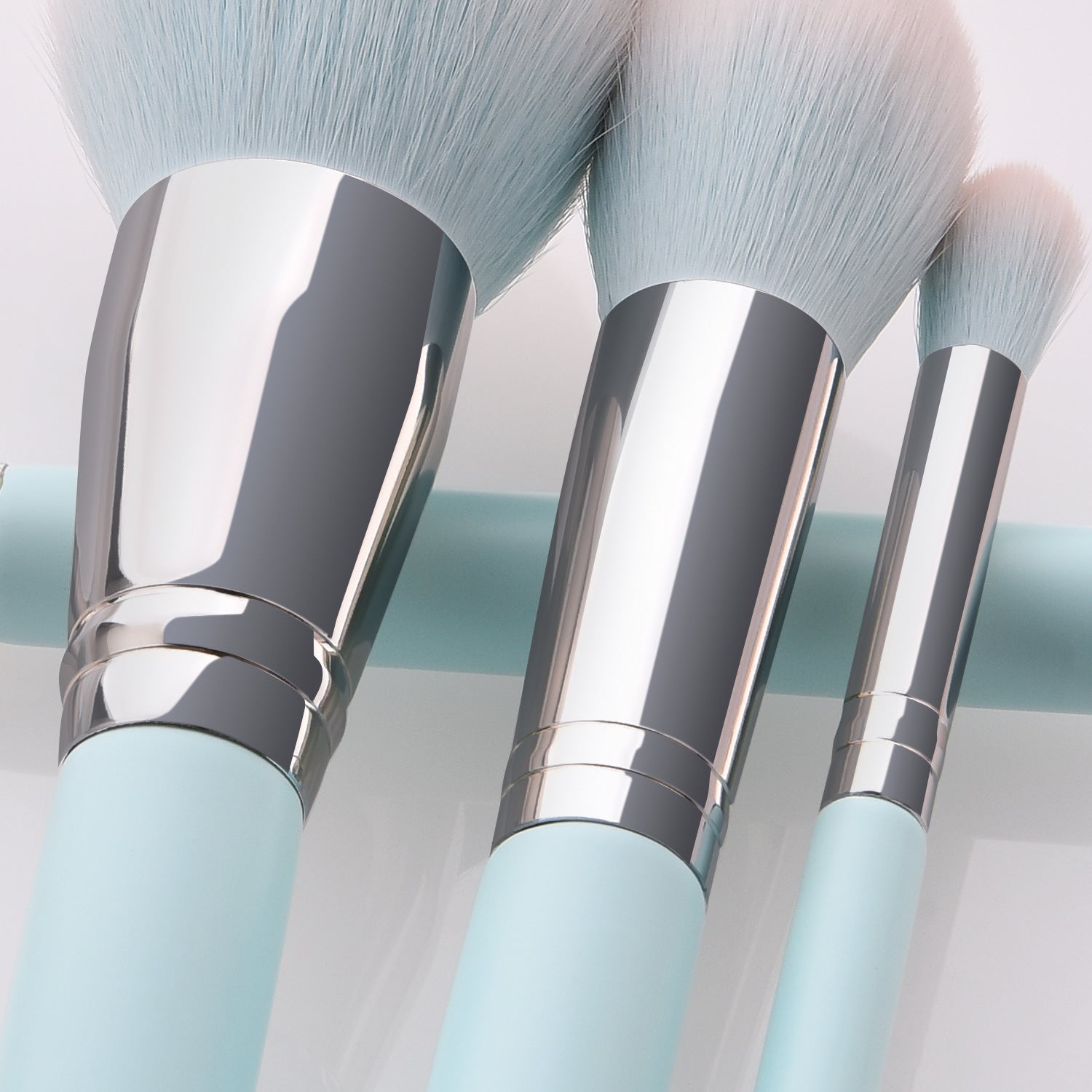 12pcs Light Blue Handle Makeup Brush Set: Foundation, Eyeshadow Brush with Bag, Makeup Tool Set