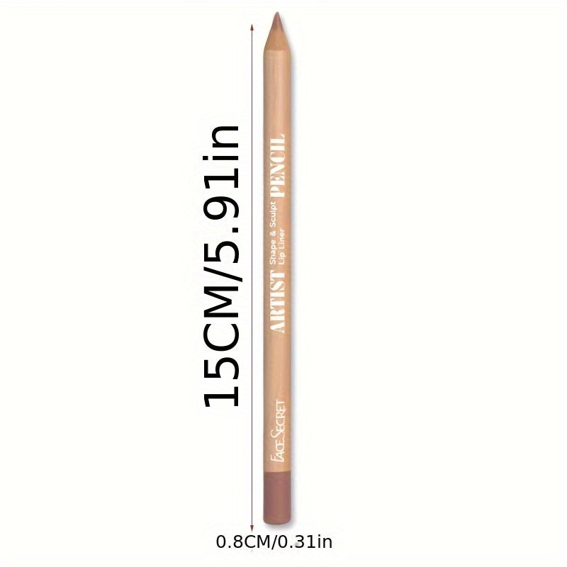 Face Secret Lip Liner - Long-Lasting Matte Lip Pencil with Natural Oak Brown, Pink, Red, Berry, Coral, Nude, Golden, Green, Purple, Orange